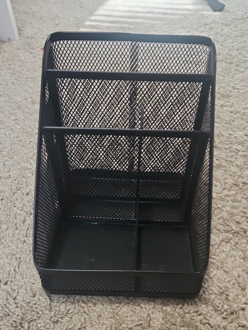Black Mesh Desk Organizer - Multi-Compartment Home Storage